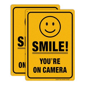 Letrero Metálico de Aluminio con la Frase 'Sonriente, Estás en Cámara', Adhesivo de Advertencia CCTV para Hospitales, Escuelas, Seguridad, Letrero de Advertencia Temporal Reflectante - Product Image 5