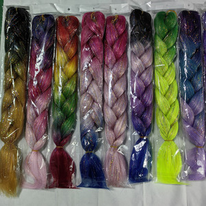 ผมถักเปียสังเคราะห์แบบถักจัมโบ้ผสมกับแวววาวแวววาวแวววาวแวววาวสีรุ้งแวววาว - Product Image 4