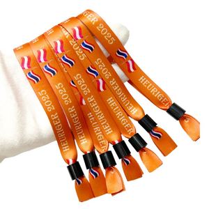 Factory Custom Promotional Gifts Woven Polyester <b>Ribbon</b> Festival Printing Wristband With Teeth Slide Lock - Product Image 2