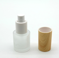 Botol Kaca Buram 20ml dengan Pompa Lotion atau Mist serta Tutup Plastik Motif Kayu Water Transfer