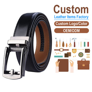 Cinturones de Cuero con Hebilla Automática de Fábrica de Guangzhou, Cinturones de Cuero Genuino de Vaca para Hombre con Logotipo Personalizado - Product Image 1