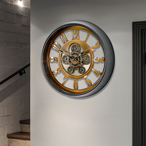 Creative Wall <b>Clock</b> Analog <b>Battery</b> Powered Moving Gears Round Living Room Decor - Product Image 1