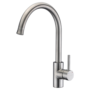 Robinet de <span class=keywords><strong>cuisine</strong></span> classique en acier inoxydable 304, à levier unique, monté sur le pont, finition nickel brossé, robinet de lavabo - Product Image 1