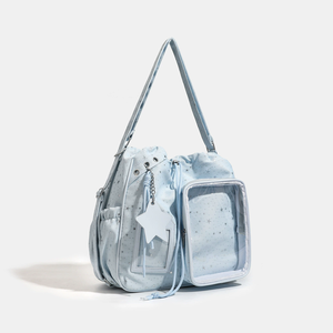 กระเป๋า GZZEST รุ่นสปริง 2026 ขนาด 20 ซม. น้ำหนักเบาพิเศษ ความจุเยอะ แบบเกาหลี ลายดาวห้าแฉก ผ้าไนลอน ซิปทรงเรขาคณิต สายสะพายสองเส้น - Product Image 3