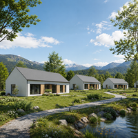 Maison de campagne préfabriquée modulaire contemporaine en ossature légère en acier, avec structure durable et livraison rapide