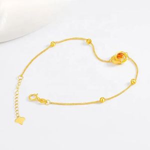 Xinfly Pure 18K Gold Chopin Chain Jewelry Au750 Double Ring Buckle <b>Beads</b> <b>Bracelet</b> - Product Image 2