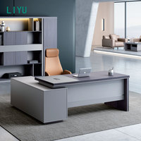 Bureau de direction convertible en forme de L Liyu, extensible, avec tiroir et table d'appoint, design contemporain en bois blanc