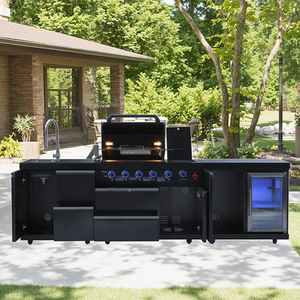 Cocina Exterior de Lujo con Barbacoa de Gas de 4 Quemadores Personalizada, con Estufa Lateral y Refrigerador para una Experiencia de Cocina Premium - Product Image 1