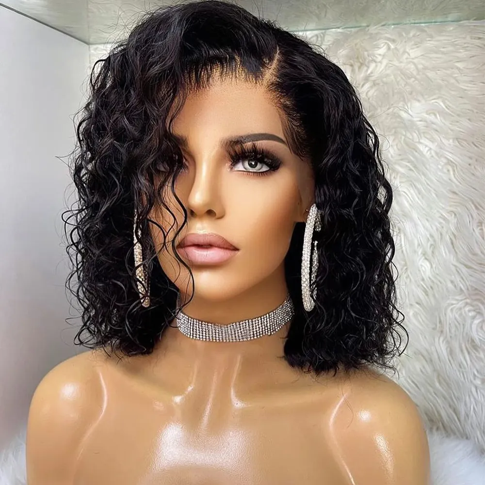 Deep Wave Short Bob Wigs Human Hair Lace Front Brazilian Hair 360 Full Lace Human Hair Wig Hd Lace Frontal Wigs For Black Women