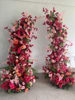 Arche de fleurs artificielle rose en forme de corne, centre de table, chemin de table, décoration de mariage