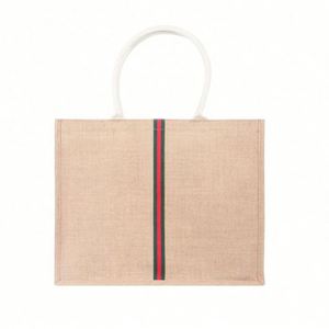Wholesale Shopping Grocery Beach Can Be Reused Simple Line Single Shoulder Ladies <b>Large</b> Hand Jute Bag Packaging - Product Image 5