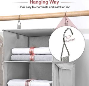 6 Shelf Hanging Closet Organizer Hanging <b>Storage</b> Organizer With 3 Removable Drawers Side Pockets Hanging Shelves for Closet - Product Image 2