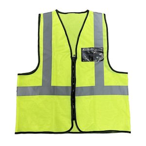 Gilet de sécurité en maille jaune fluorescente imperméable de classe 2 ANSI avec logo personnalisé CITICITY, fermeture éclair, bandes réfléchissantes, poche transparente pour carte d'identité - Product Image 1