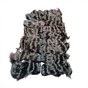 Cheveux humains indiens vierges non traités Remy, naturels, lisses et ondulés, double tirage, pour trame double cousue à la machine pour l'alignement des cuticules - Product Image 4