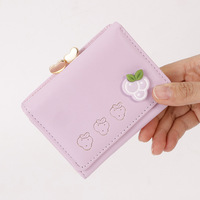 Dompet wanita kulit PU, dompet koin klip mini kartun PU lipat tiga kecil portabel multi kartu lipat lucu
