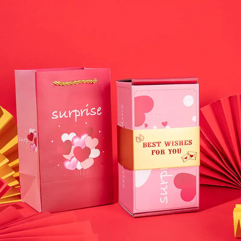 क्रॉस-बॉर्डर ई-कॉमर्स पॉप सरप्राइज जंपिंग बॉक्स जन्मदिन रचनात्मक उपहार बॉक्स फोल्डिंग बाउंसिंग लाल लिफाफा उपहार बॉक्स