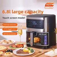 Freidora de Aire Eléctrica Doméstica de Gran Capacidad 5L-6L, Modelo Inteligente Multifuncional con Control Táctil, Acero Inoxidable