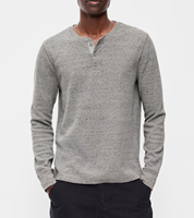 Chemise à manches longues en coton et polyester gaufré pour homme, personnalisable OEM, avec logo brodé, haut thermique décontracté, marque privée, streetwear