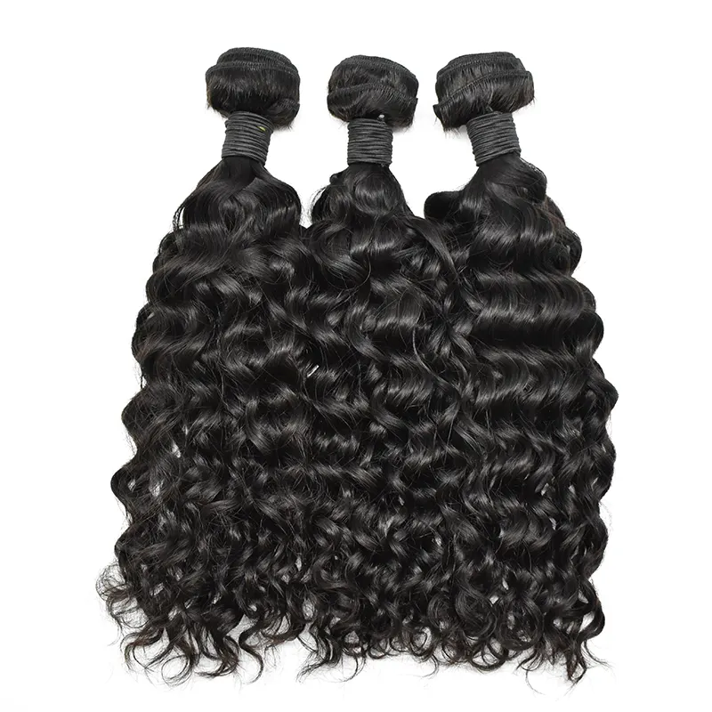 Cheap High Quality 12A water wave bundle 100% human no chemical process hair virgin Indian hair in the stock
