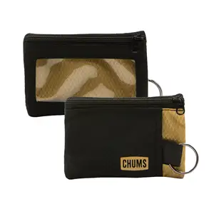 Chums Surfshorts Wallet - Lightweight Zippered Minimalist Wallet with Clear ID Window - Water Resistant with Key Ring