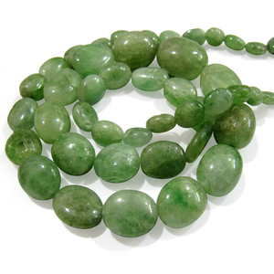 Perles d'émeraude naturelle lisses, authentiques, de forme ovale, de 5x7mm à 12x16mm, brin de 8 pouces - Product Image 1