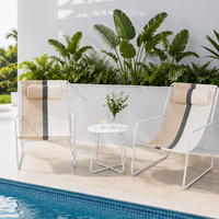 K.D. Ensemble bistrot 3 pièces en acier massif, chaises et table d'extérieur, mobilier de jardin et de balcon, portable pour parc et hôtel