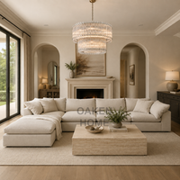Ensemble de salon OAKEN Luxury American Living Room Cloud Sofa et table en marbre, meubles de salon personnalisables, meubles pour la maison
