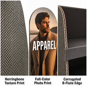 Support d'affichage en carton FUSSEN pour t-shirts et vêtements, présentoir de comptoir portable, montage facile pour les magasins de détail - Product Image 4