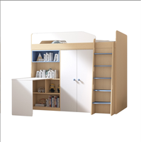 Lit superposé bébé multifonctionnel avec bureau, rangement haut-bas, vestiaire, confortable, durable, moderne, écologique, en bois pour chambre à coucher