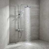Columna de Ducha Termostática con Recubrimiento en Polvo Aquacubic - Conjunto de Grifería Redonda de Pared con Control de Temperatura