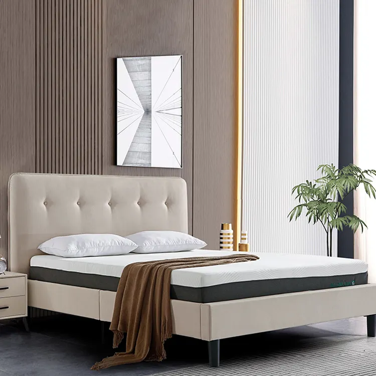 Interior Furniture Modern Style Bed Frame Factory Direct High Quality Pine Hotel Double Bed