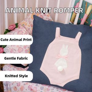 Mimixiong Baby Girls Spring <b>Animal</b> <b>Pattern</b> Infant Toddler <b>Knitted</b> 100% Polyester Soft Button Closure Romper - Product Image 2