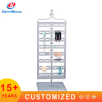 Présentoir rotatif à 5 niveaux sur pied mobile pour magasin de détail, avec crochets de suspension en fil métallique, présentoir d'affichage de cartes postales à 4 faces emboîtables pour supermarché