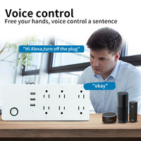 Prise intelligente SIXWGH US avec protection contre les surtensions, 6 prises, 3 ports USB, Wi-Fi pour commande vocale, application de programmation, Alexa pour Tuya Smart