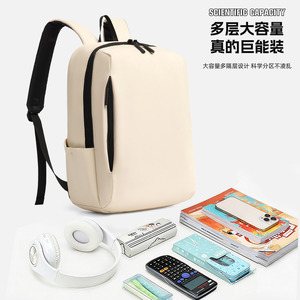 Unisex <b>Small</b> <b>Backpack</b> 13 Inches Solid Color Lightweight <b>Waterproof</b> For Leisure Travel With Interior Zipper Pocket - Product Image 4