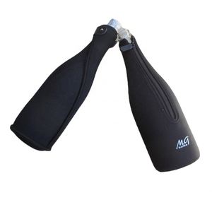 Housse isotherme pour bouteille de vin en néoprène noir avec logo personnalisé, imperméable et tendance, avec fermeture éclair, pour bouteille de champagne - Product Image 2