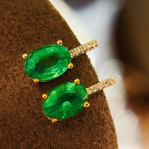 Xinfly 18k Gold Green Gem Stone Engagement Wedding Diamond <b>Stud</b> Earrings With 1ct Natural <b>Emerald</b> - Product Image 3