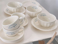 Ins coréen crème blanc bleu français vaisselle tasses à café 8 "assiette et bol en céramique