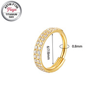 Anneaux de nez Freya en titane G23 double zircon pour femmes, anneaux de nez segmentés plaqués or, bijoux de piercing, anneaux de septum, mariage