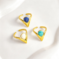 Bagues ouvertes en forme de V en acier inoxydable plaqué or 18 carats, bijoux vintage en émail spirale coloré pour femmes