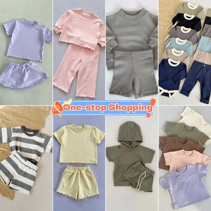 <span class=keywords><strong>Completo</strong></span> Estivo in Fibra di Bambù per Mamma e Figlia, Top con Volant e Pantaloncini con Coulisse - Product Image 3