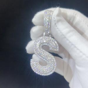 Perhiasan hip hop kustom kalung perhiasan Ice out liontin huruf berlian moissanite set perak modis kalung - Product Image 2