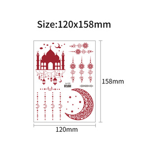 Eid Moon Stars adesivi temporanei del tatuaggio <span class=keywords><strong>per</strong></span> Eid Ramadan Party Body Art impermeabile orecchio dito polso tatuaggio a mano - Product Image 6