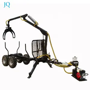 Hot sales remolque forestal con grua JQ 6 tons timber trailer with crane ATV wood trailer grapple log loader forestry machine