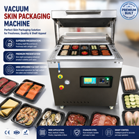 Machine d'emballage sous film sous vide et sous film étirable électrique automatique pour l'emballage de viande fraîche, de bœuf, de steak, de saumon, de fruits de mer en barquette