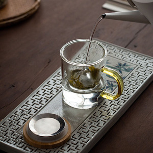 Taza de té de vidrio al por mayor de alta calidad Guanshan <span class=keywords><strong>Bei</strong></span> con Infusor de vidrio Taza resistente al calor de 350 ML - Product Image 4
