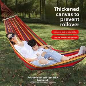Outdoor Canvas Anti-Tip Double Hanging Hammock Chair Swing Foldable Portable for <b>Camping</b> Balcony Home Use 10ft Length 100-260KG - Product Image 1