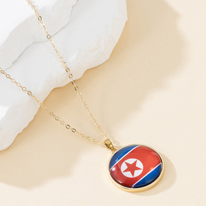 Collier pendentif drapeau national pour homme Cabochon dôme en cristal bijoux drapeau du monde chaîne à maillons noirs alliage symbole chrétien pour cadeau - Product Image 6