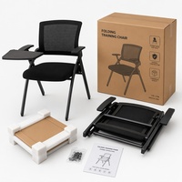 Chaise de formation empilable en maille, supportée par l'OEM, pour usage intérieur, pliable, avec tablette d'écriture, idéale pour les conférences