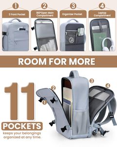 <b>Flight</b>-Approved Large Carry-on <b>Backpack</b> Waterproof Durable Fabric Ergonomic Design for Travel Organization with Large Capacity - Product Image 4